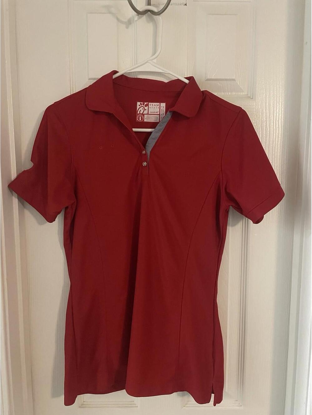 Chic Fil A Team Style Polo Shirt Mens Extra Large Red Recycled Fabric Oobe Work